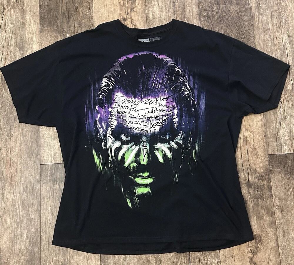 WWE Jeff Hardy Immune to Fear Authentic Double-Sided T-Shirt 2XL Black Retro